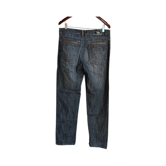 GF Ferre blue denim Y2K baggy printed denim pants size 34